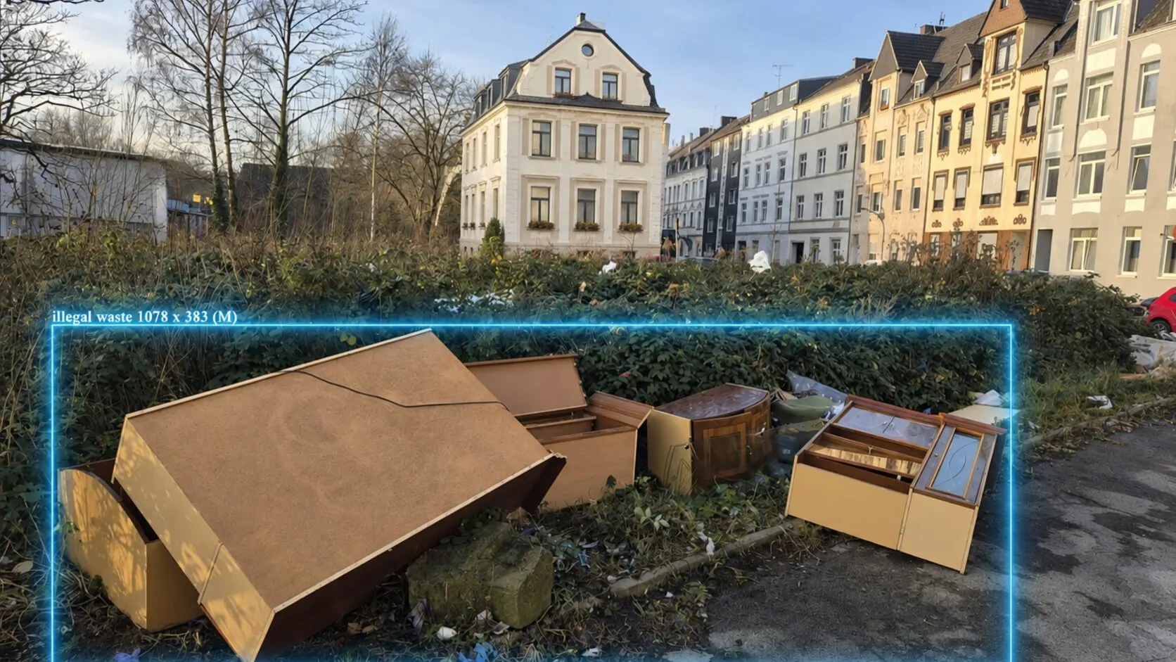 Highlighted illegal dumping at a roadside