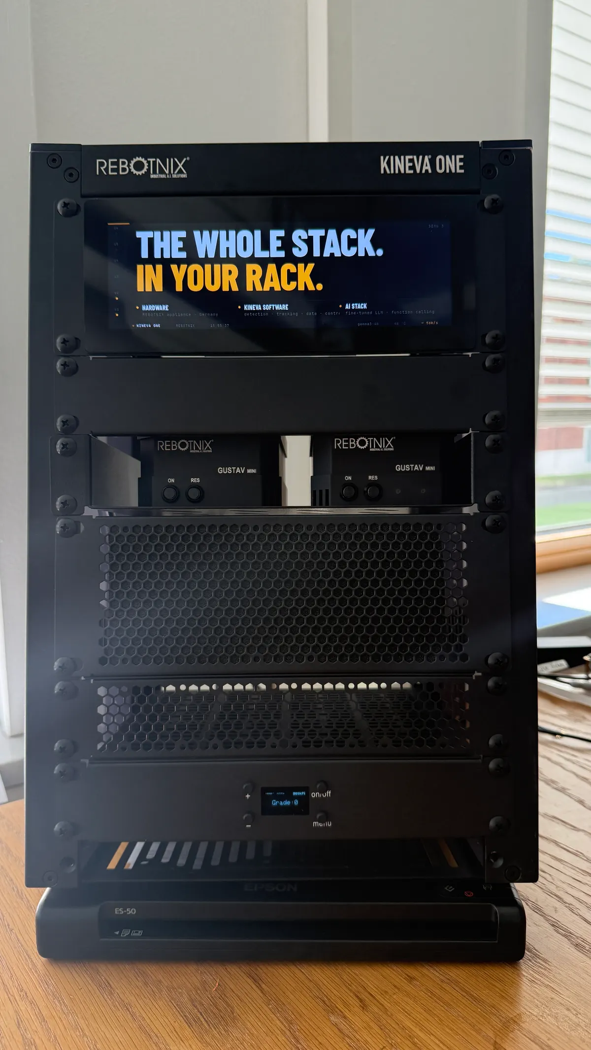 KINEVA One rack system by REBOTNIX with integrated GUSTAV devices