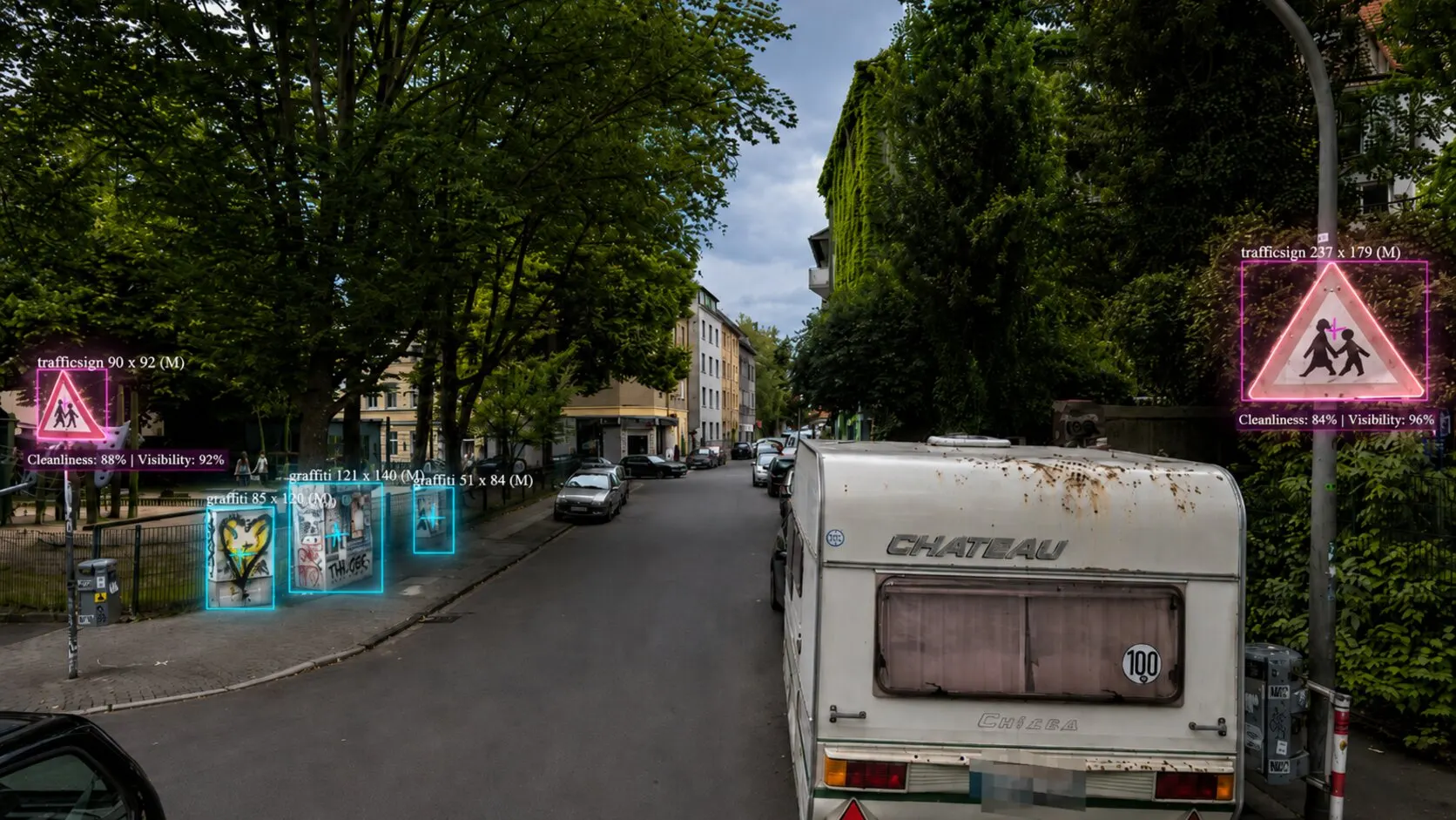 Traffic signs with highlighted condition in a street image